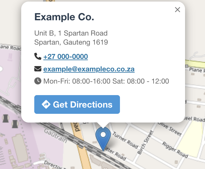 Example of a distributor listing